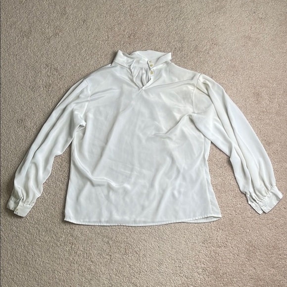 Mandarin Collar Blouse with Long Sleeves - Picture 1 of 6